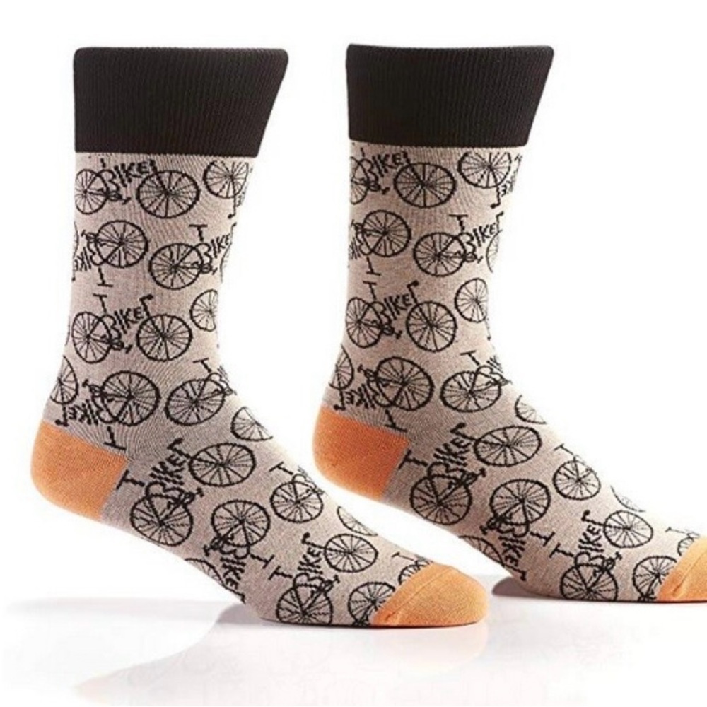 Yo Sox Men's Crew Socks Lets Roll Vintage Bicycle Nice Wheels Novelty Footwear